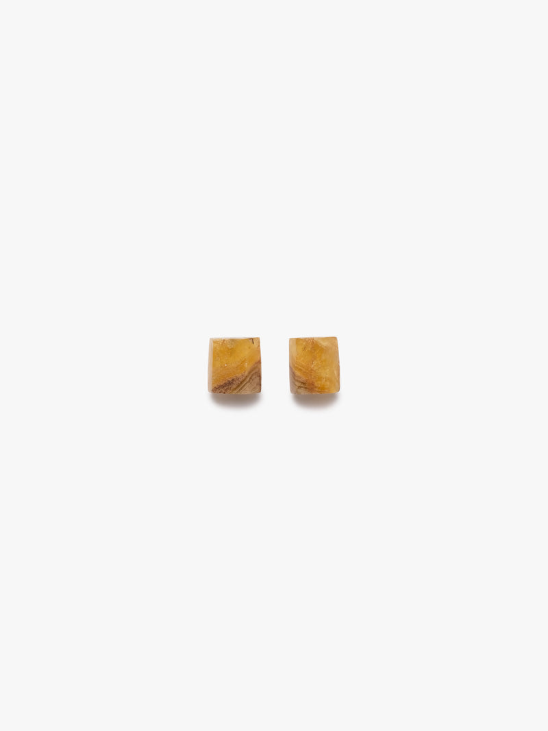 Earrings: hematoid quartz, musk oxe horn