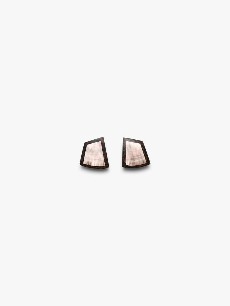 Earrings: mother of pearl, wengé