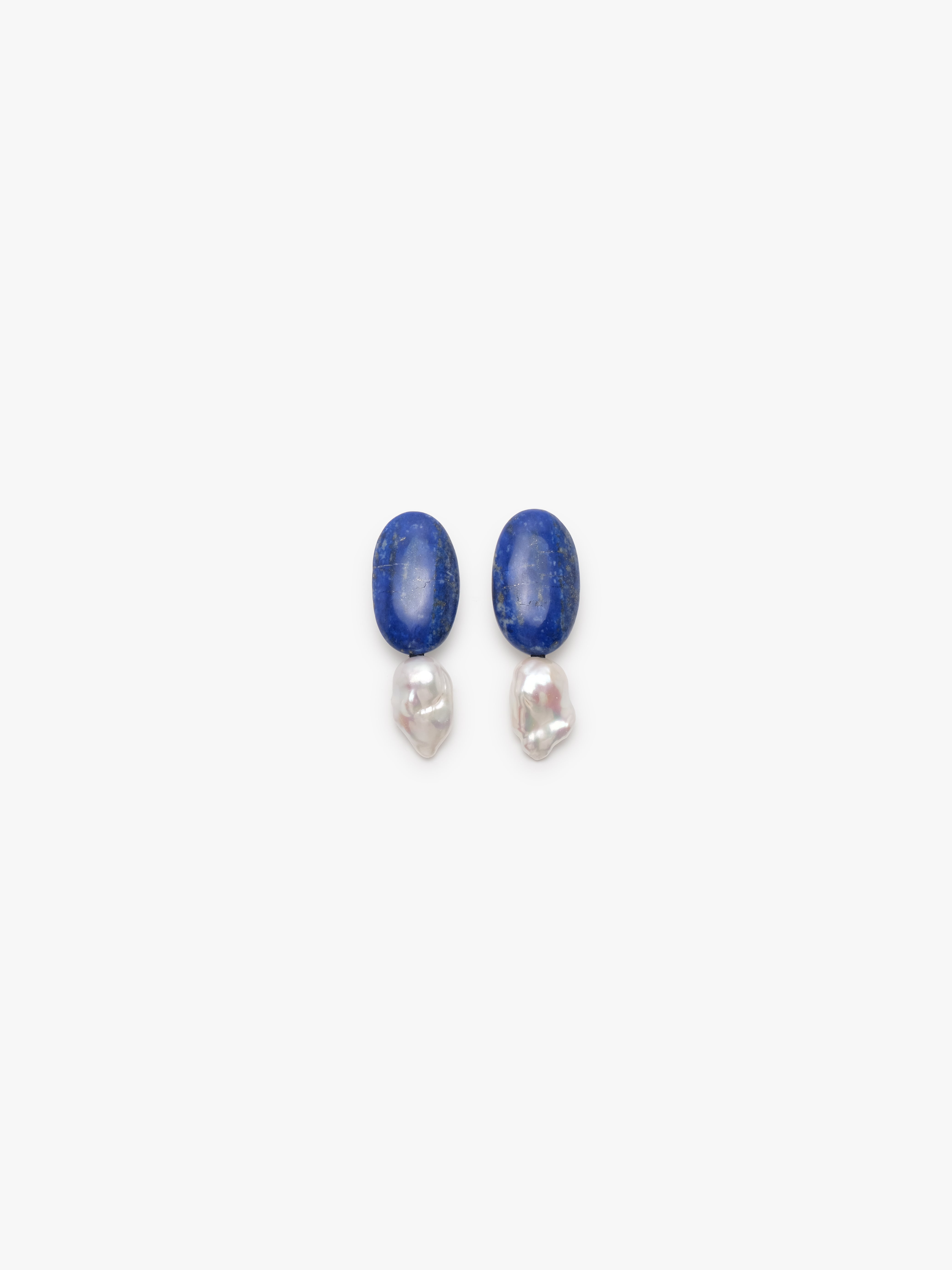 Earrings: lapis lazuli, baroque peal