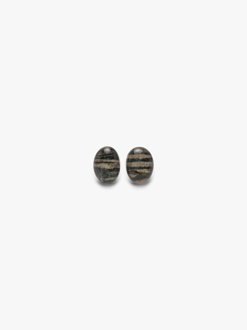 Earrings: hornblende, mountain crystal