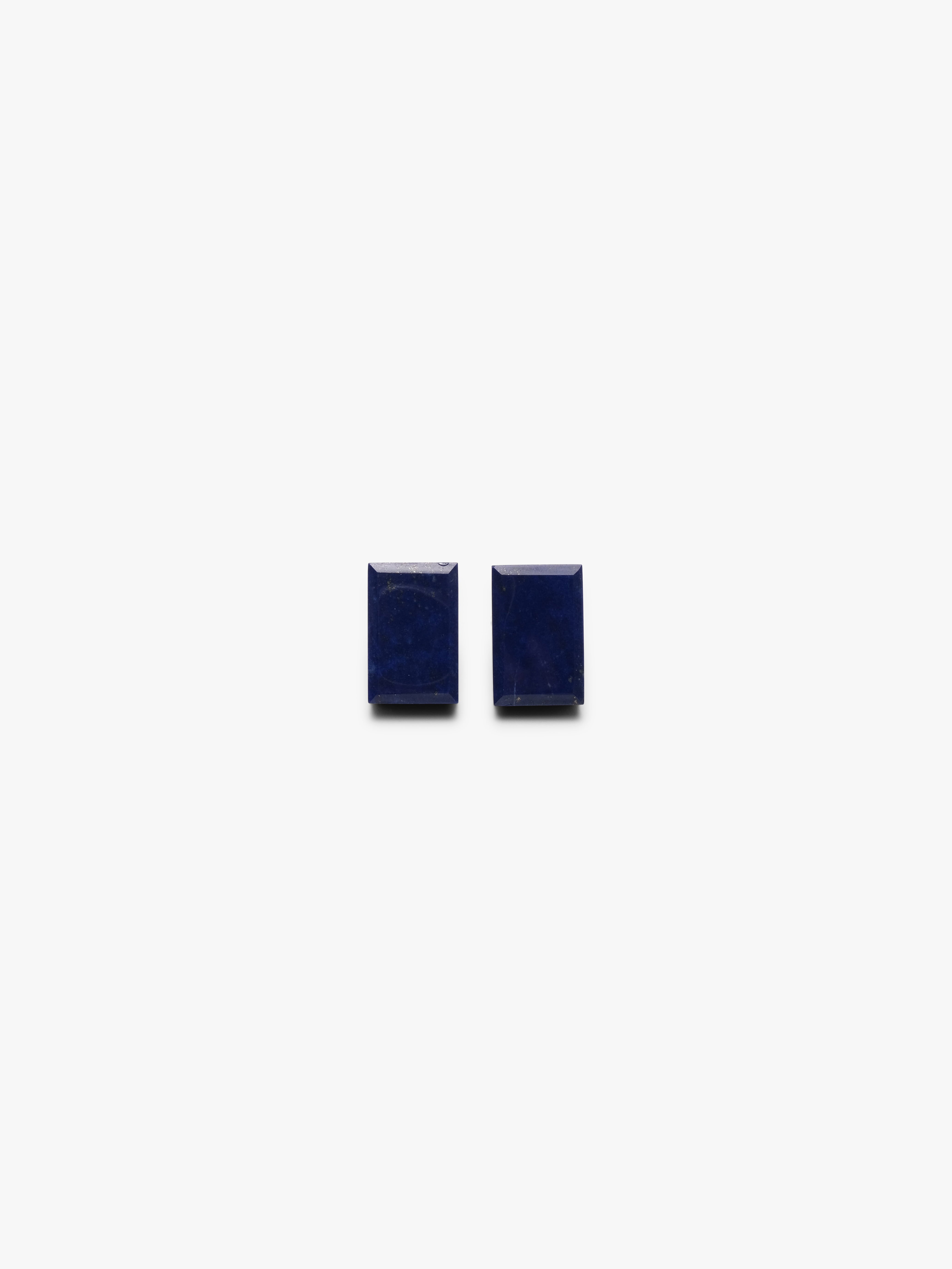 Earrings: lapis lazuli, leather
