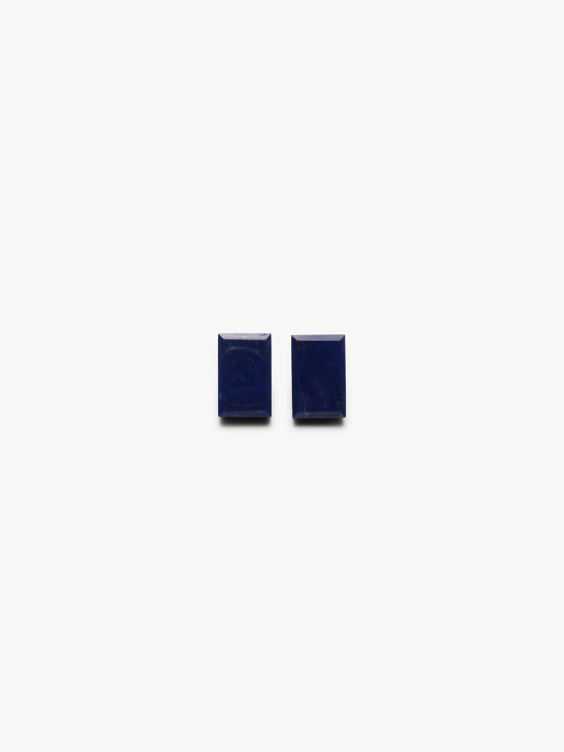 Earrings: lapis lazuli, leather