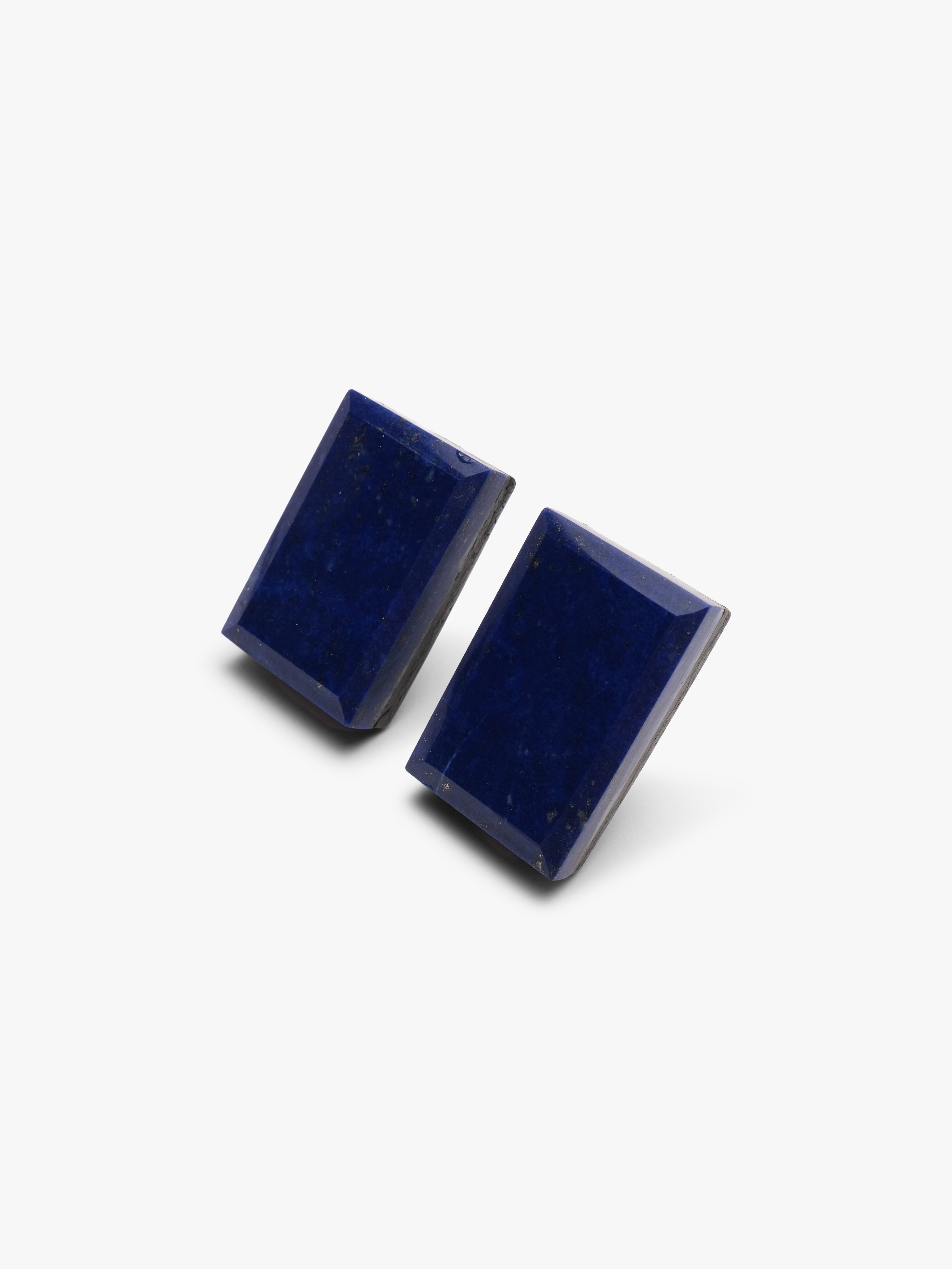 Earrings: lapis lazuli, leather