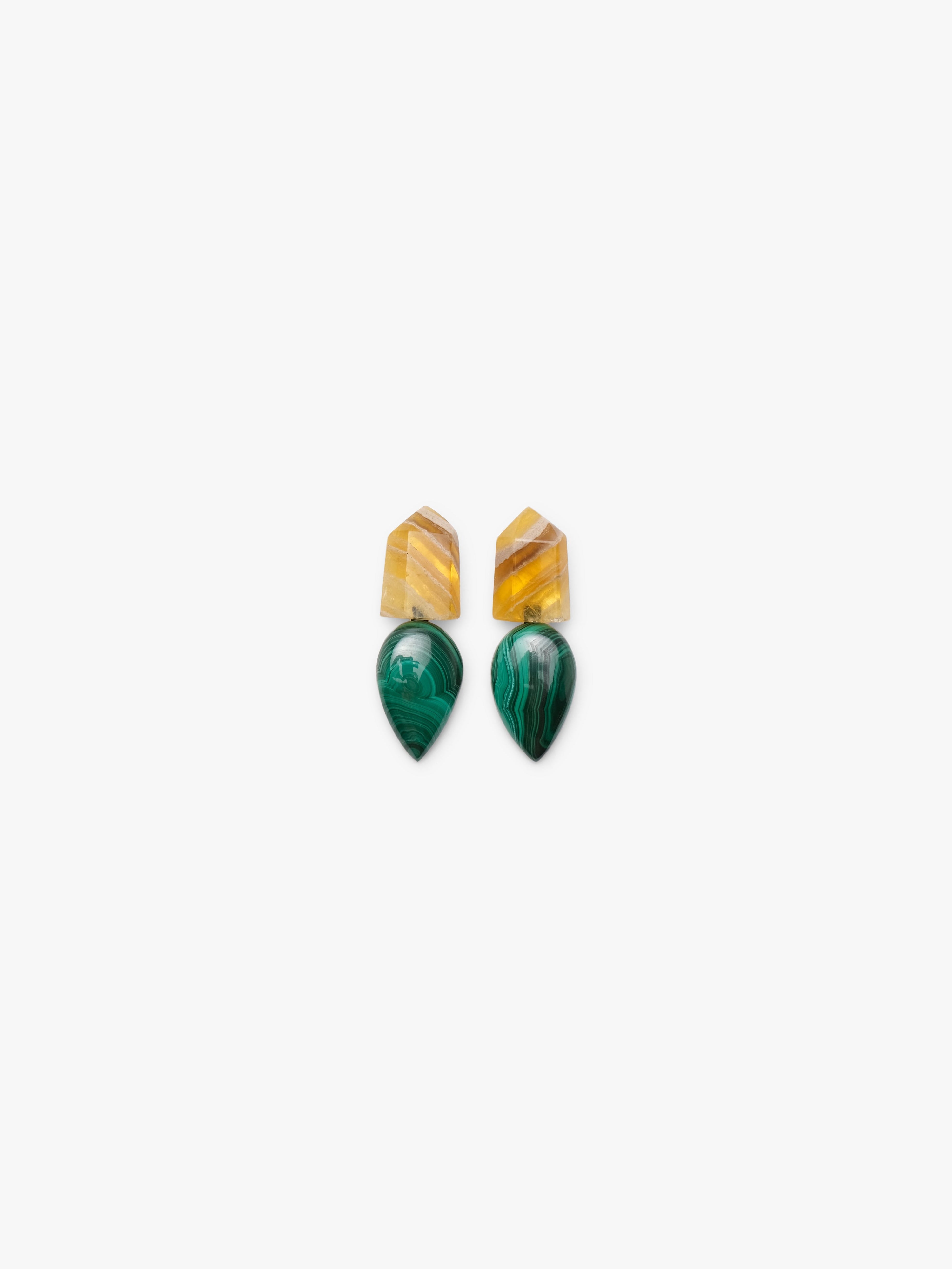 Earrrings: fluorite, malachite, mother of pearl