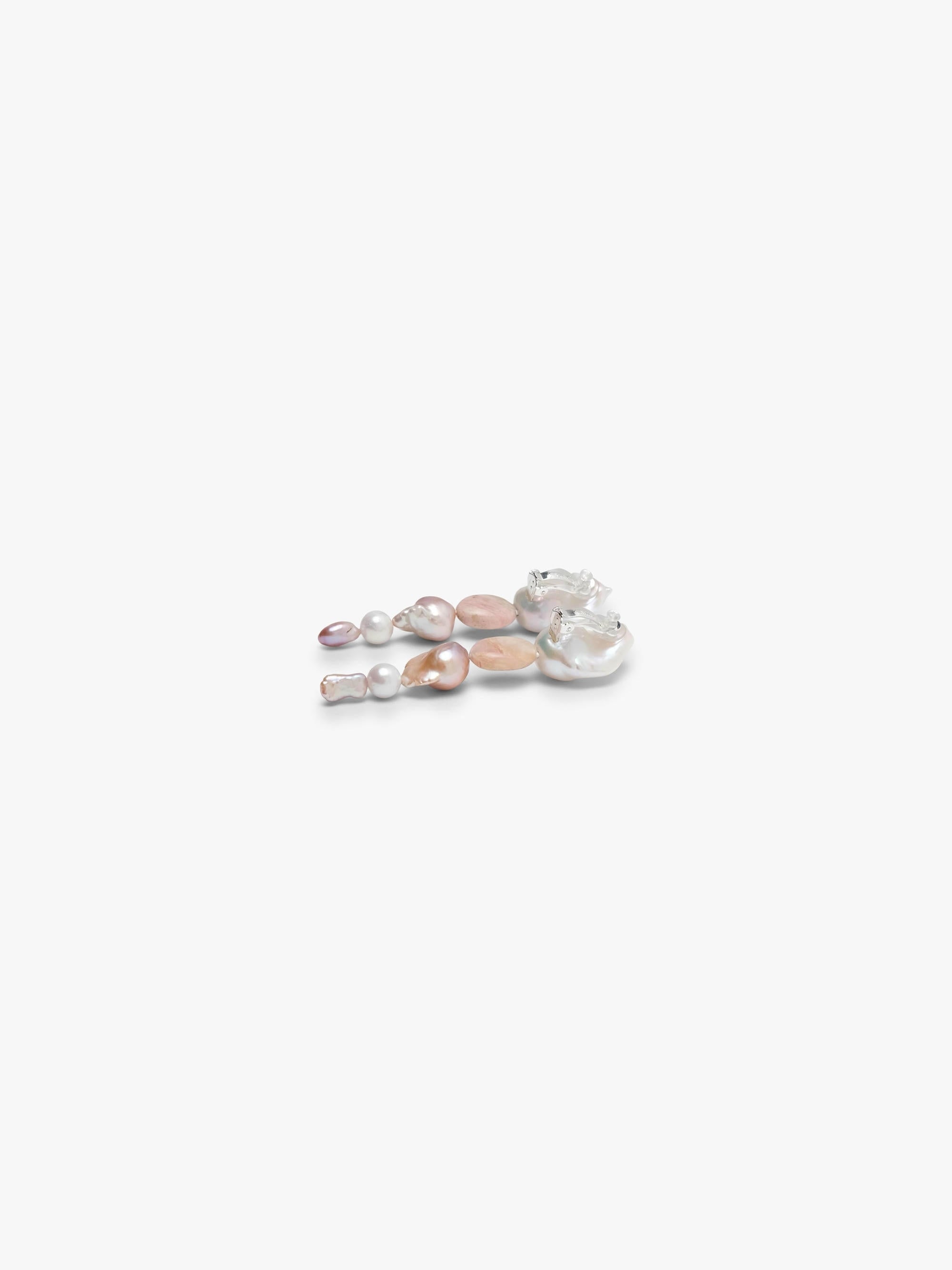 Earrings: andean opal, baroque pearl, freshwater pearls