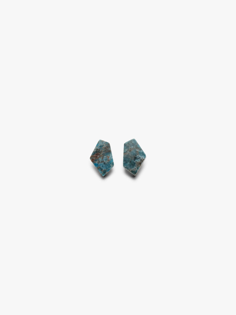 Pair of blue stone earrings on a white background