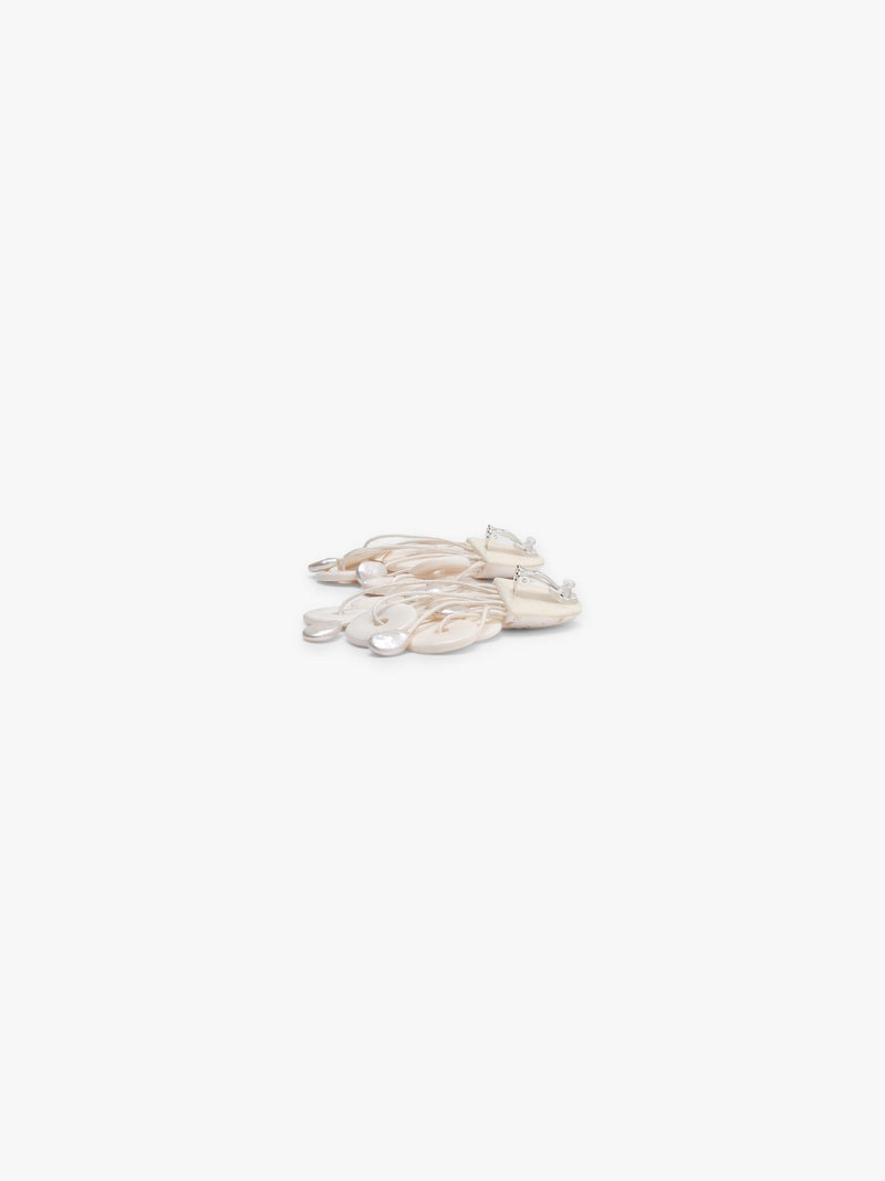 Earrings: bone, baroque pearl, scolotite