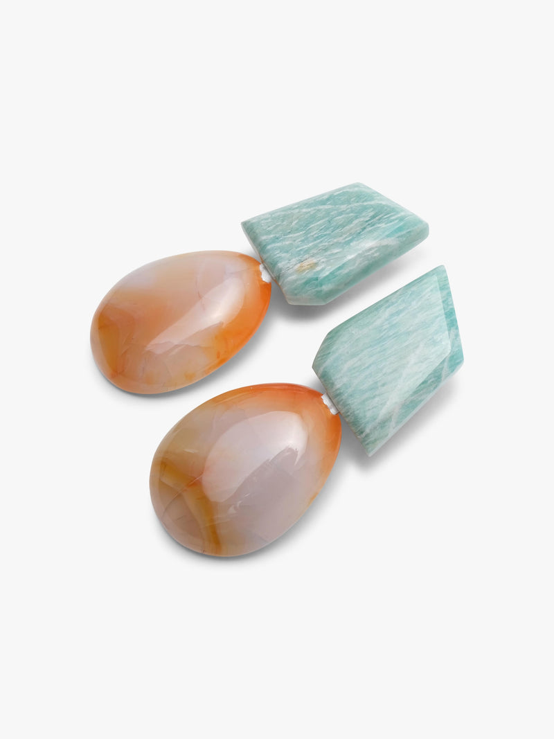 Earrings: amazonite, agate
