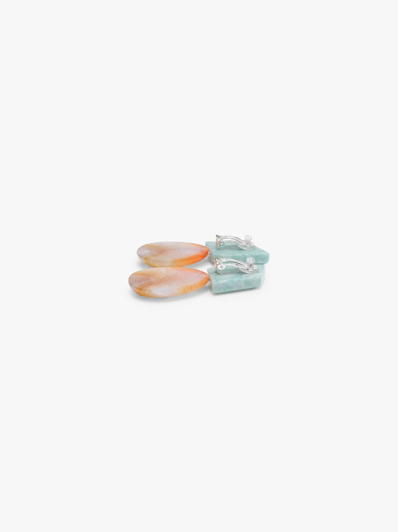 Earrings: amazonite, agate