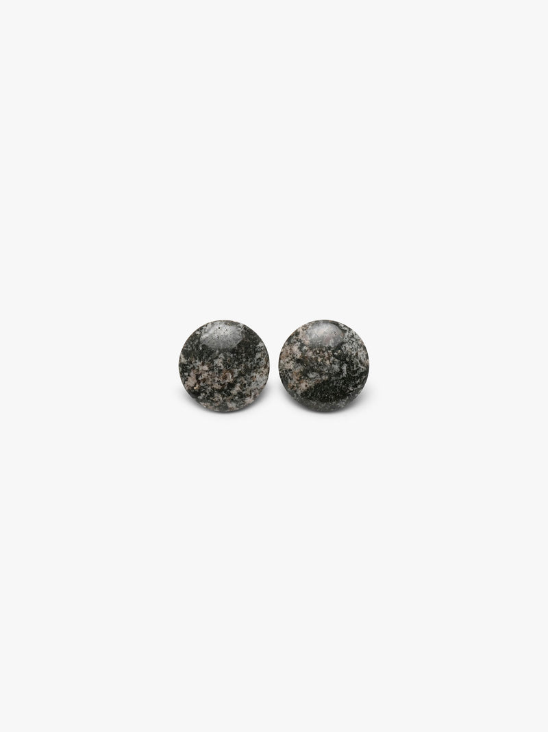 Earrings: granite, buffalo horn