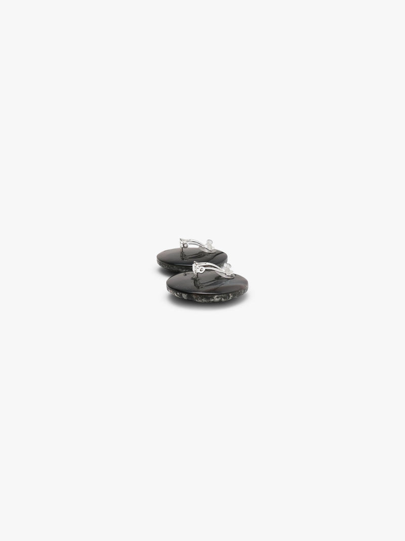 Earrings: granite, buffalo horn
