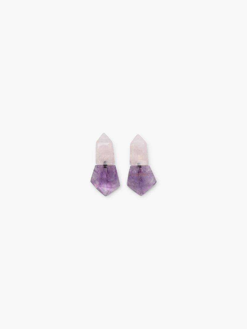 Earrings: amethyst, rosequartz