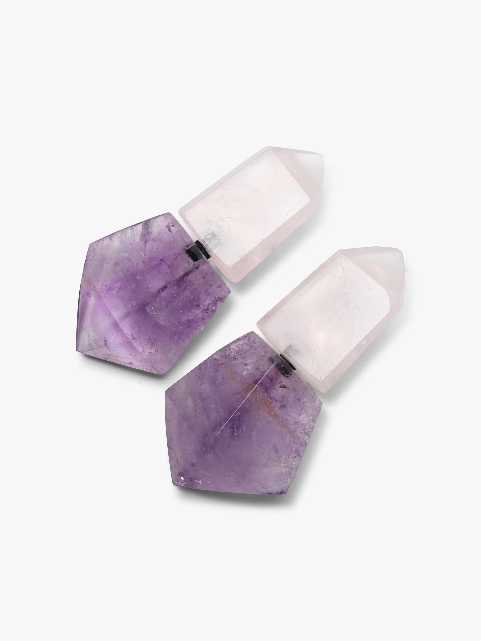 Earrings: amethyst, rosequartz