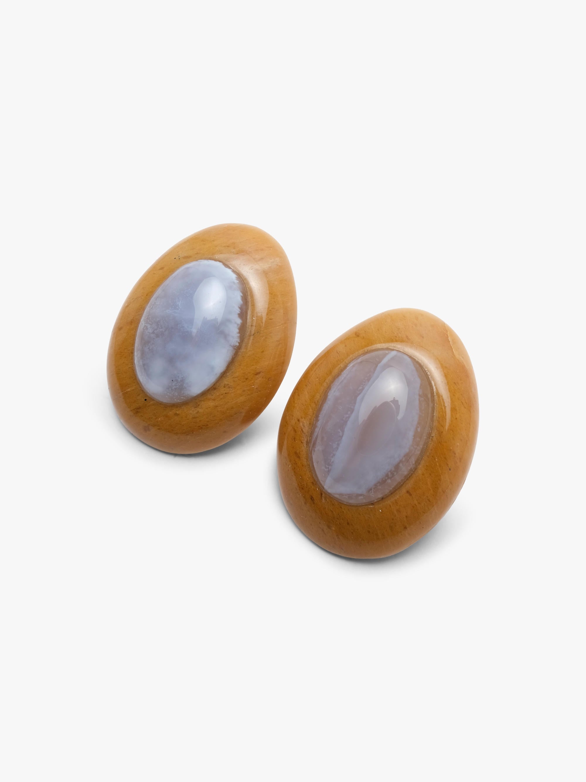 Earrings: calcedony, aventurine