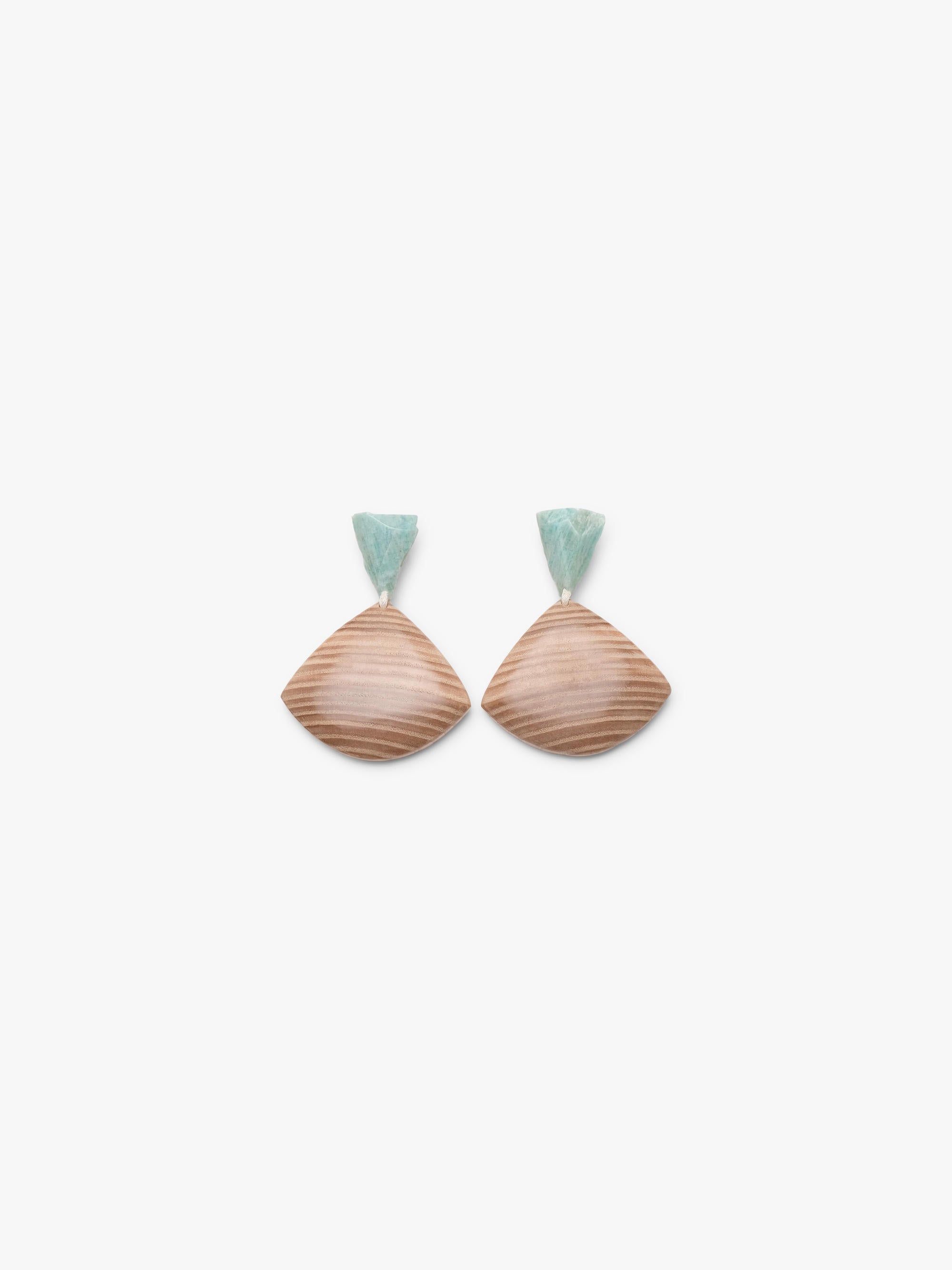Earrings: amazonite, oak