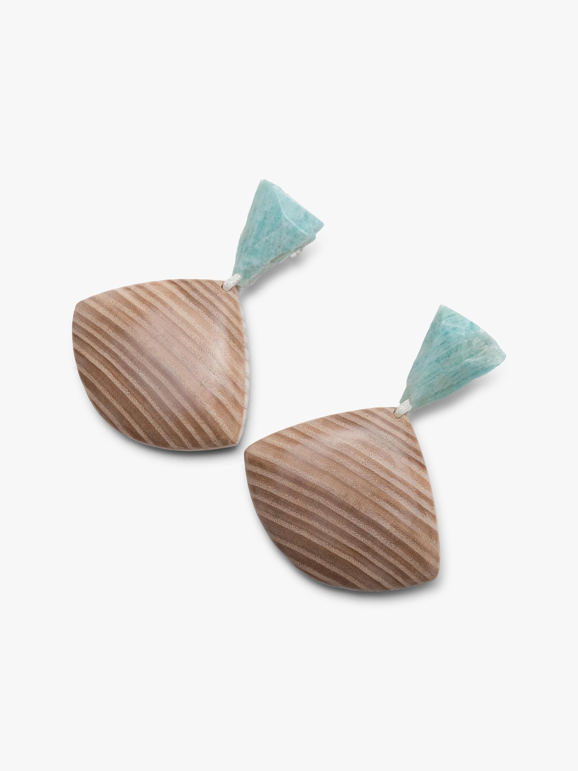 Earrings: amazonite, oak