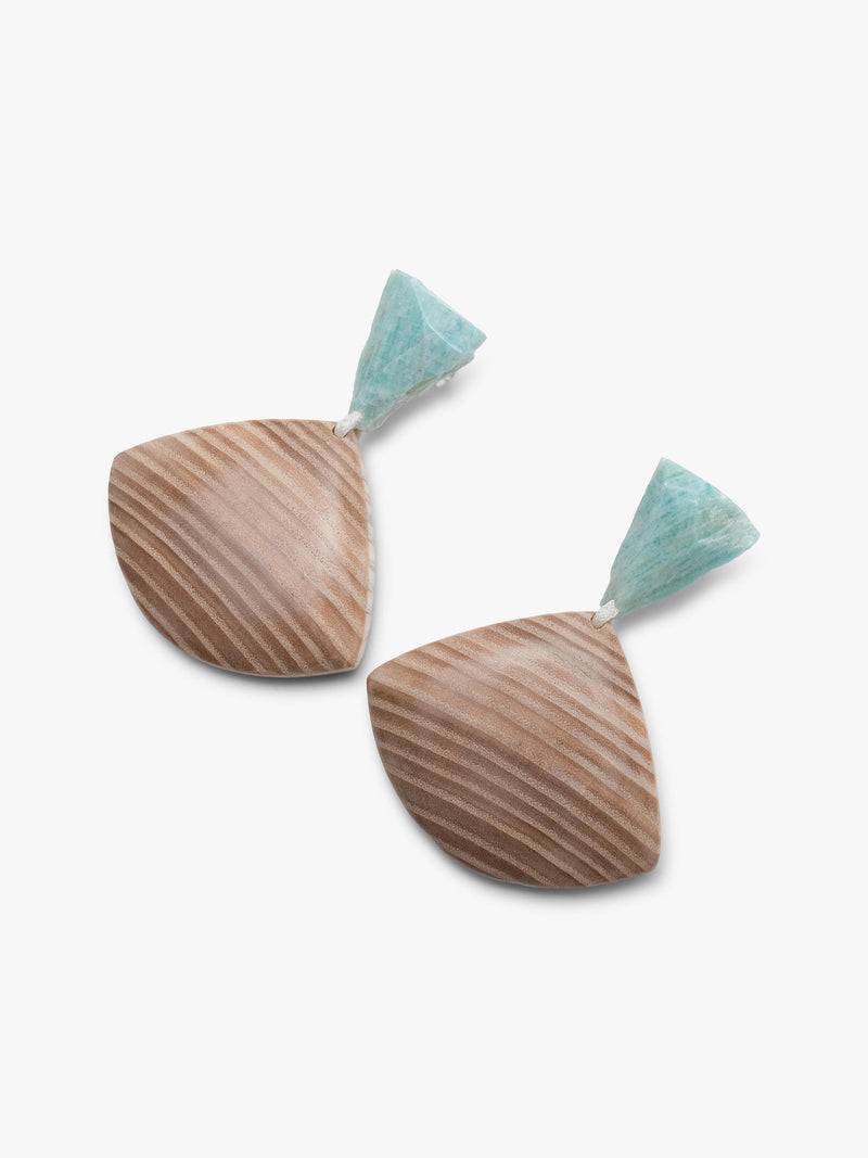 Earrings: amazonite, oak