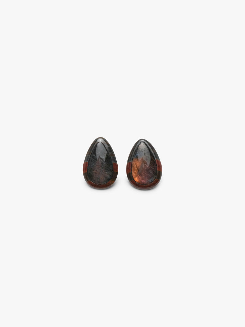 Earrings: labradorite, tiger iron