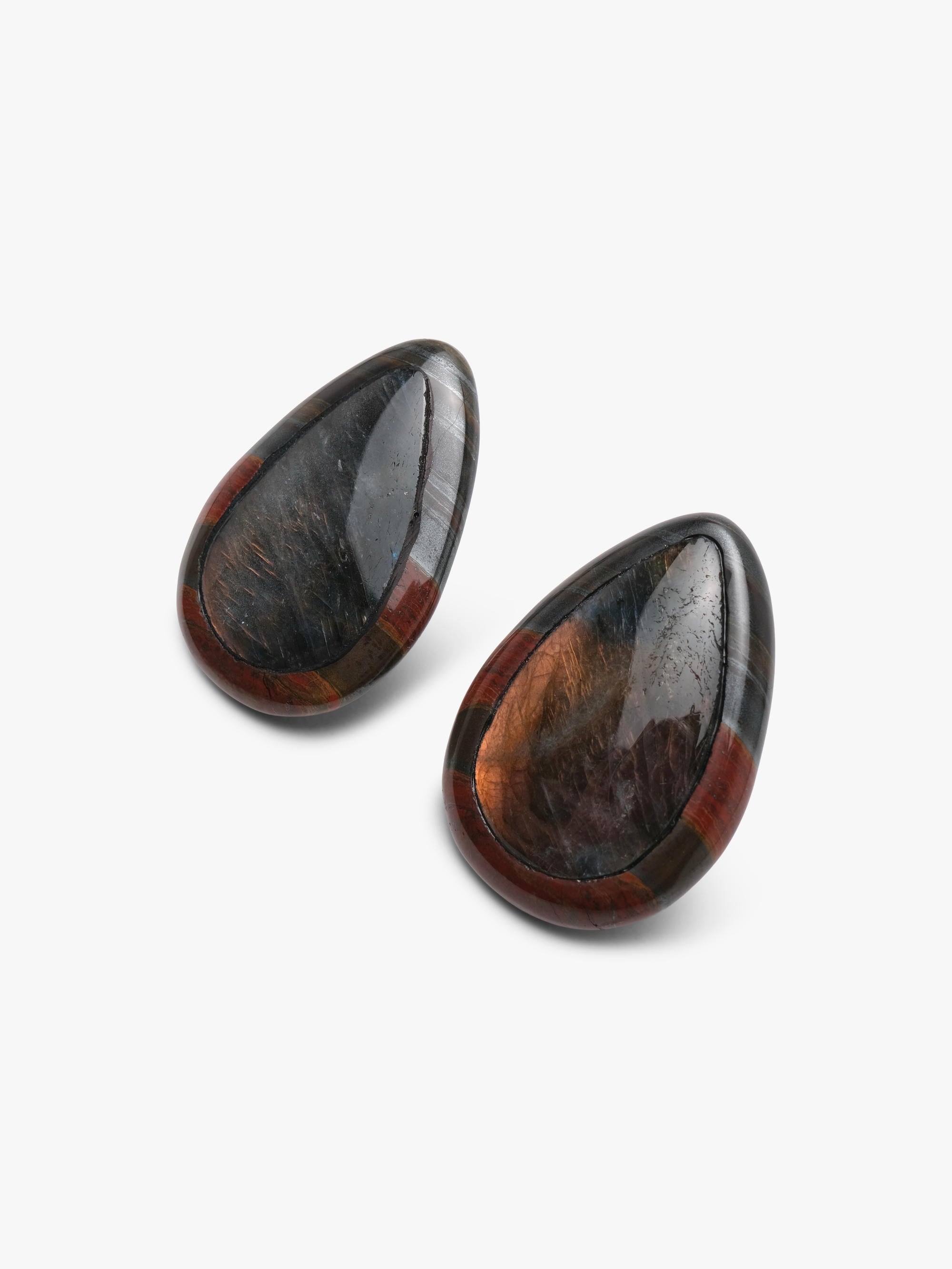 Earrings: labradorite, tiger iron