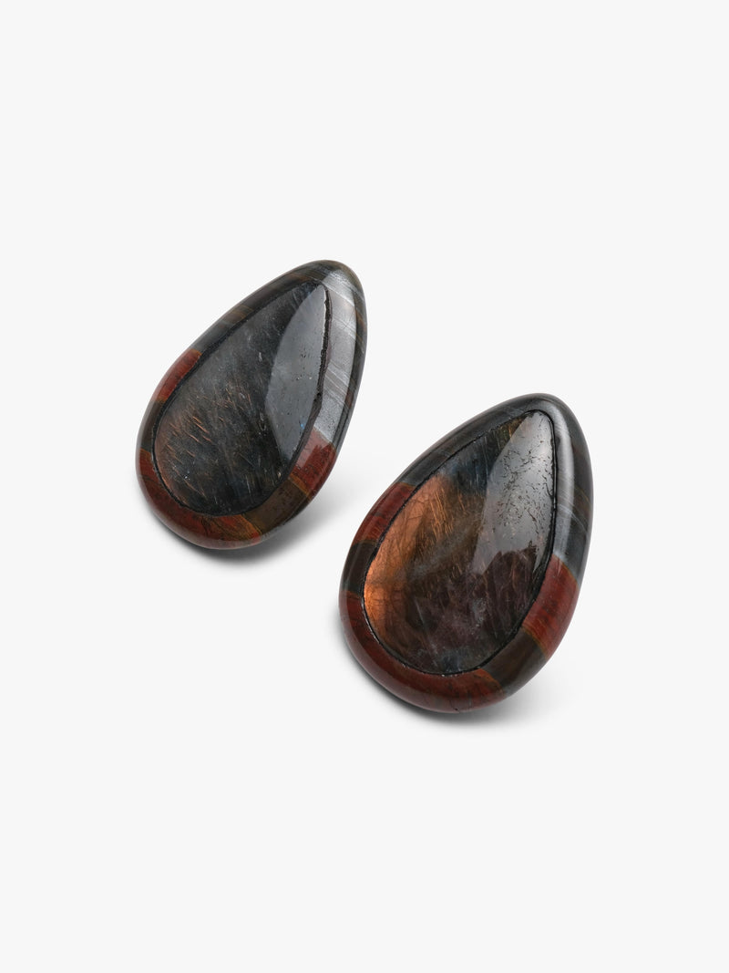 Earrings: labradorite, tiger iron
