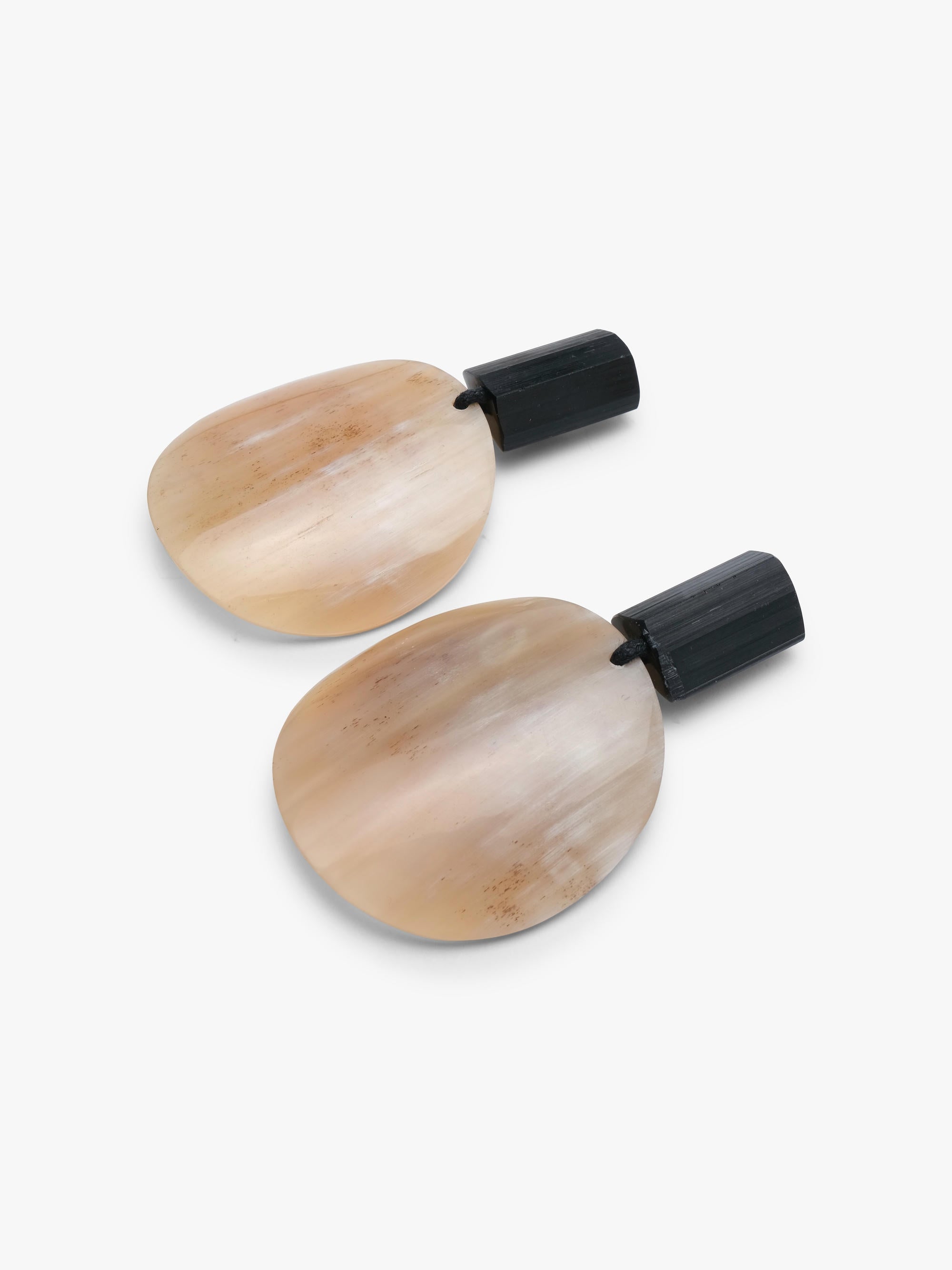 Earrings: tourmaline, horn