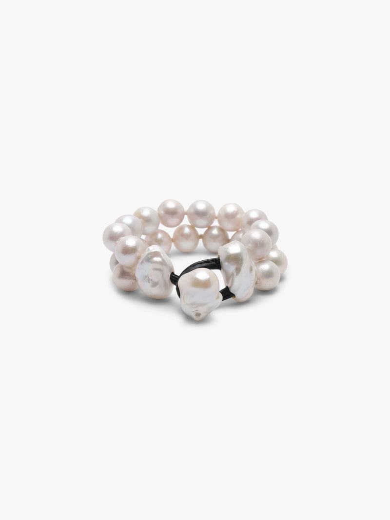 Binaire bracelet: two-strand freshwater pearls