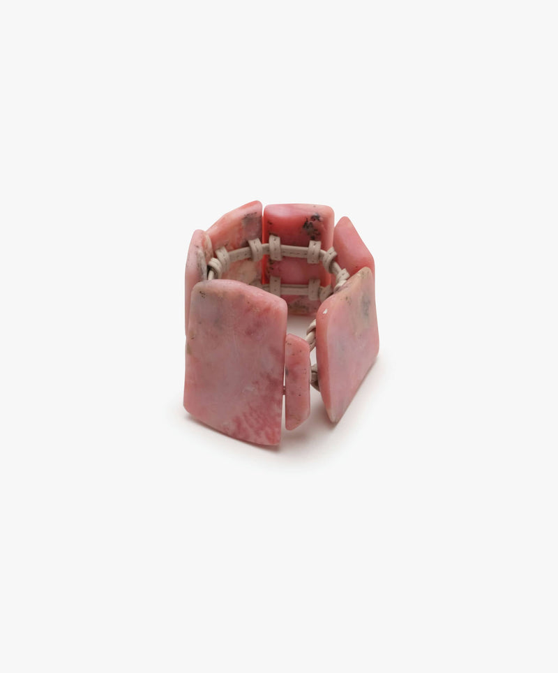 Bracelet: Andean opal, leather