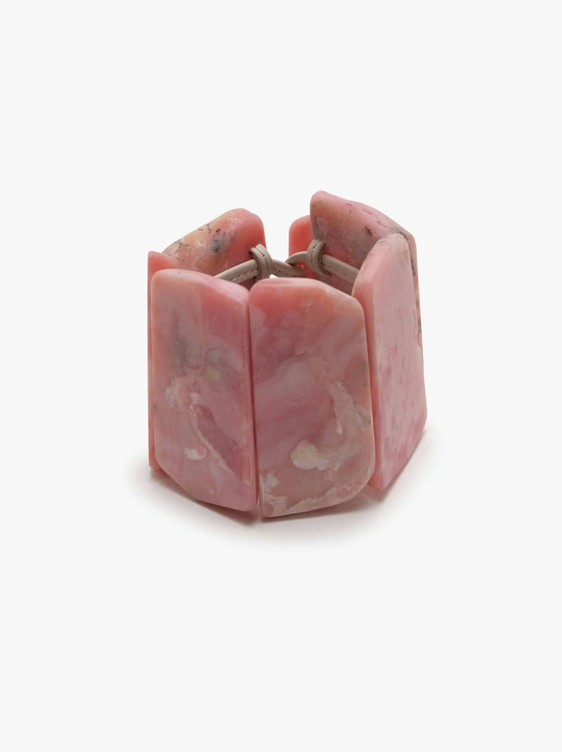 Bracelet: Andean opal, leather