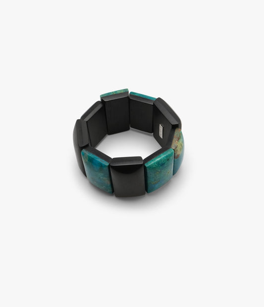 Bracelet: chrysocolla, ebony