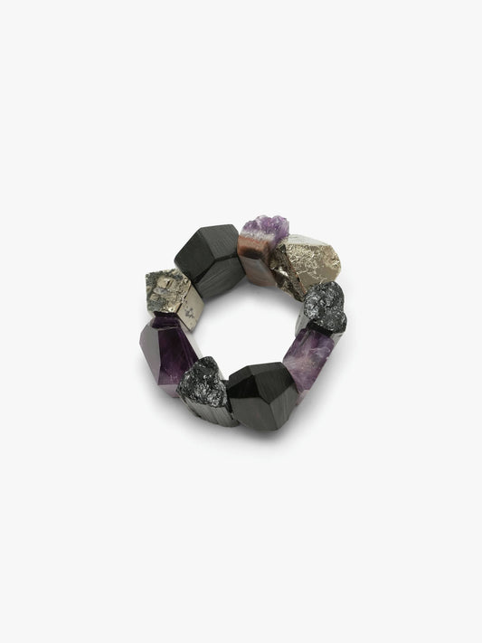 Bracelet: amethyst, tourmaline, pyrite