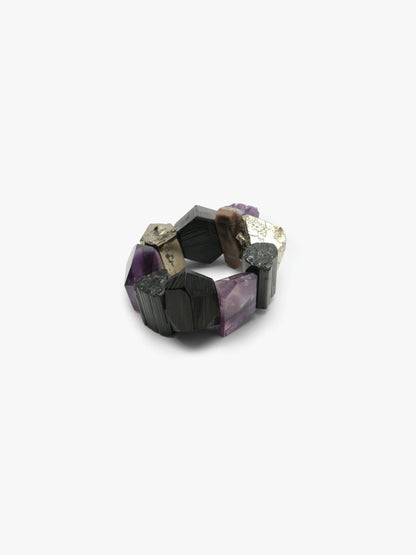 Bracelet: amethyst, tourmaline, pyrite