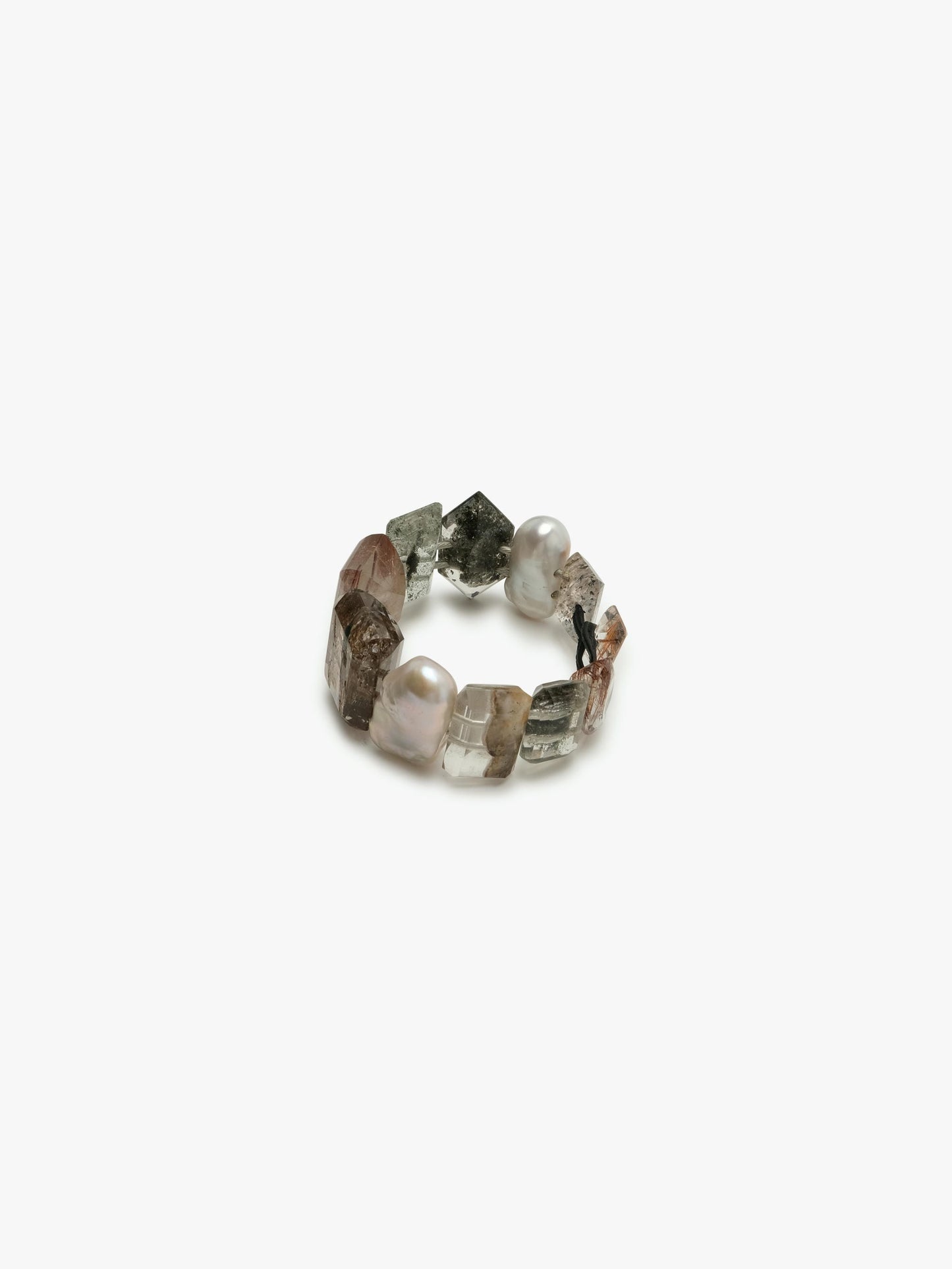 Bracelet: baroque pearl, rutilated quartz