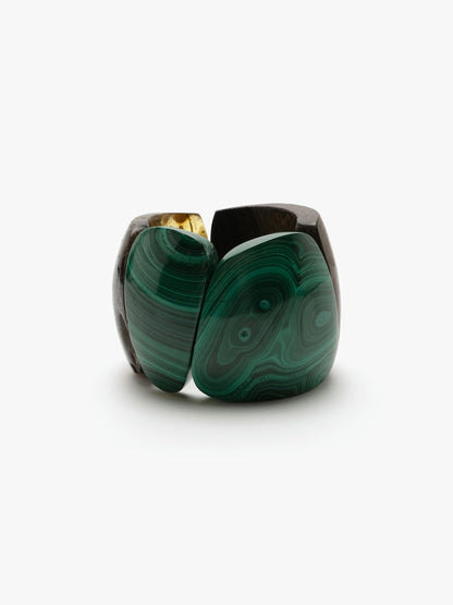 Bracelet: amber, malachite, wengé