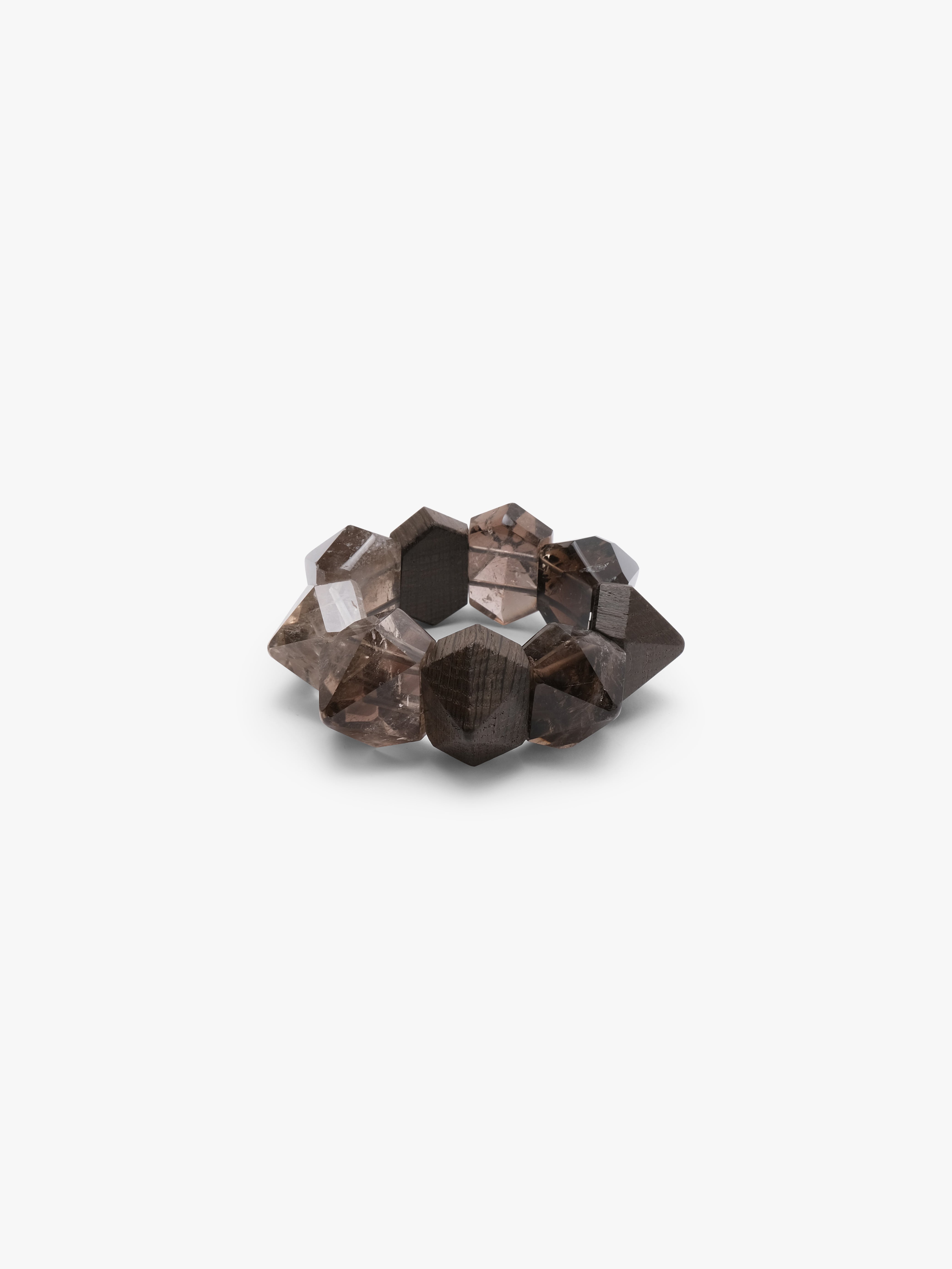 Bracelet: smoky quartz, bog oak