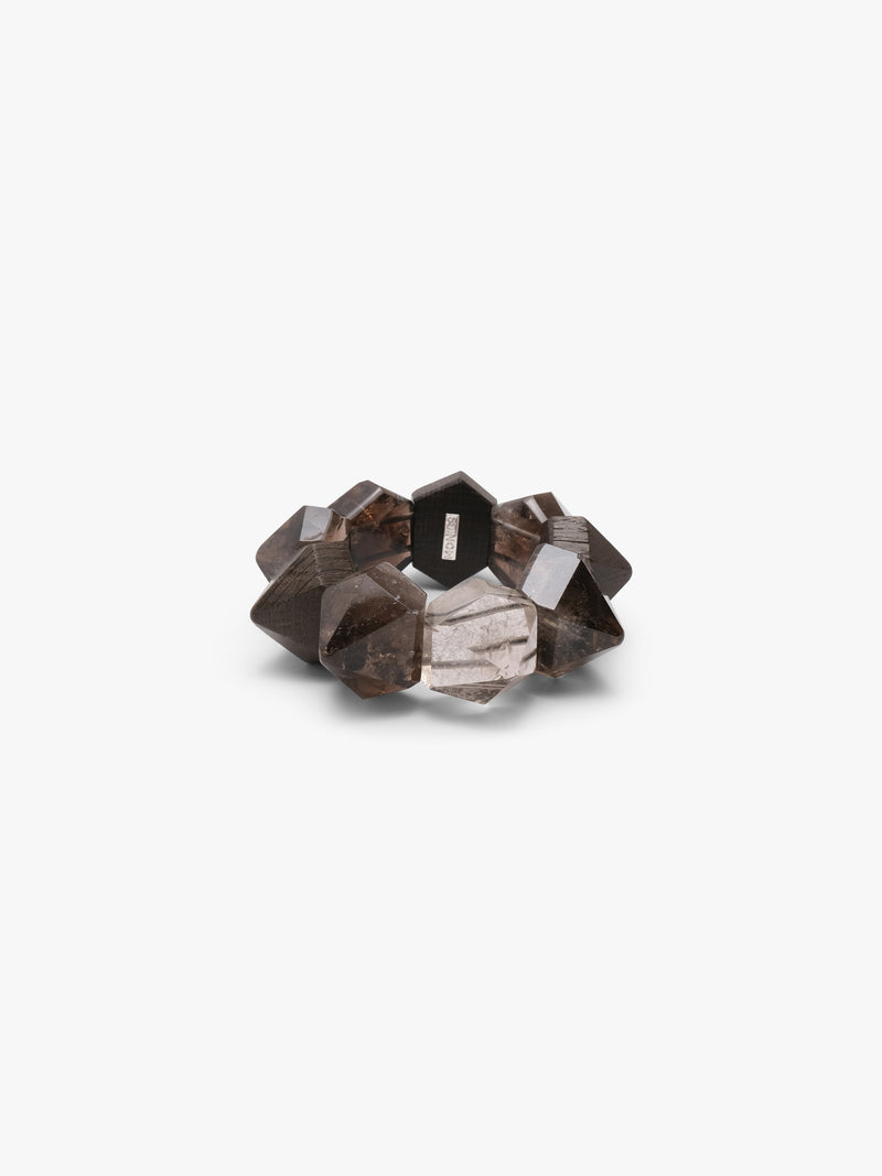 Bracelet: smoky quartz, bog oak