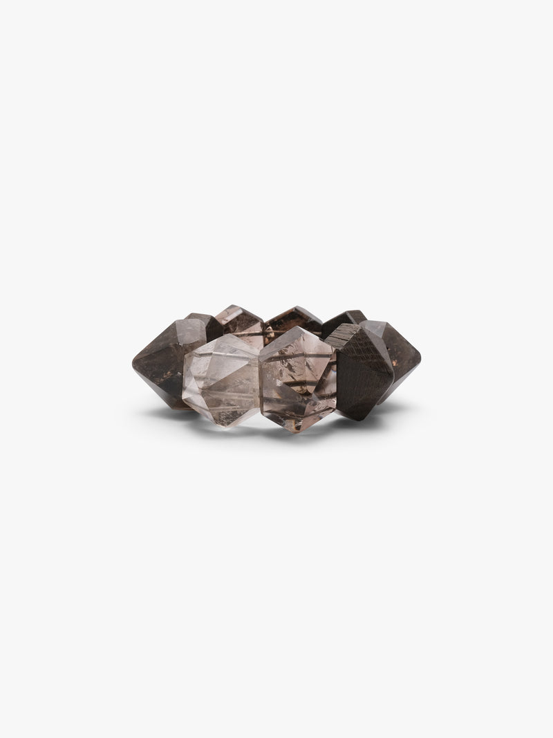 Bracelet: smoky quartz, bog oak