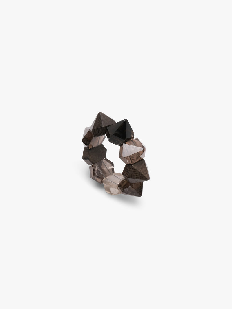 Bracelet: smoky quartz, bog oak
