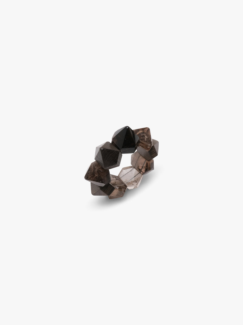Bracelet: smoky quartz, bog oak