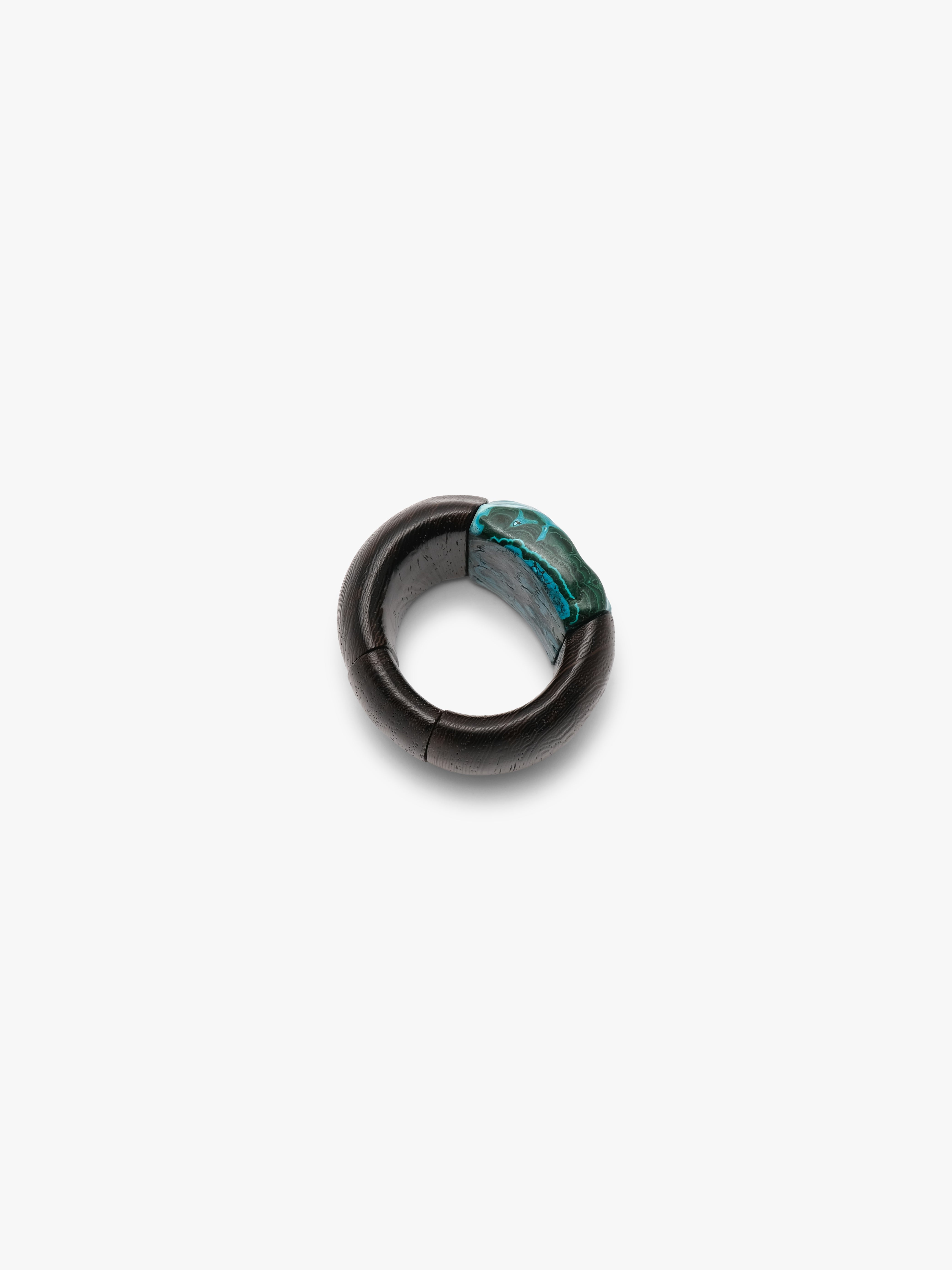 Bracelet: bog oak, malachite