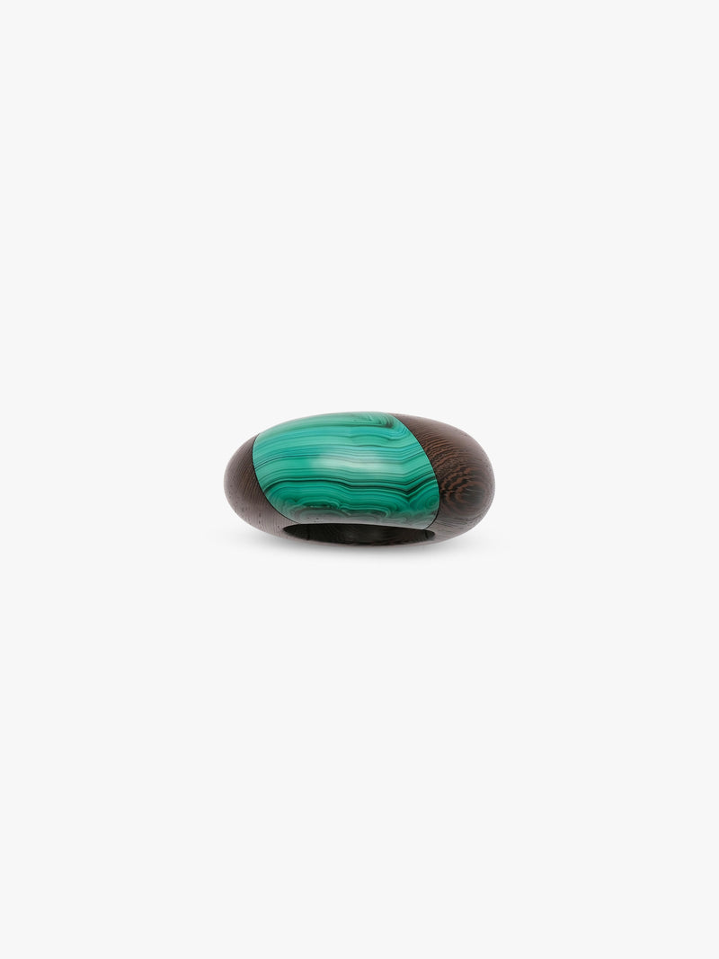 Brown and green bracelet on a white background