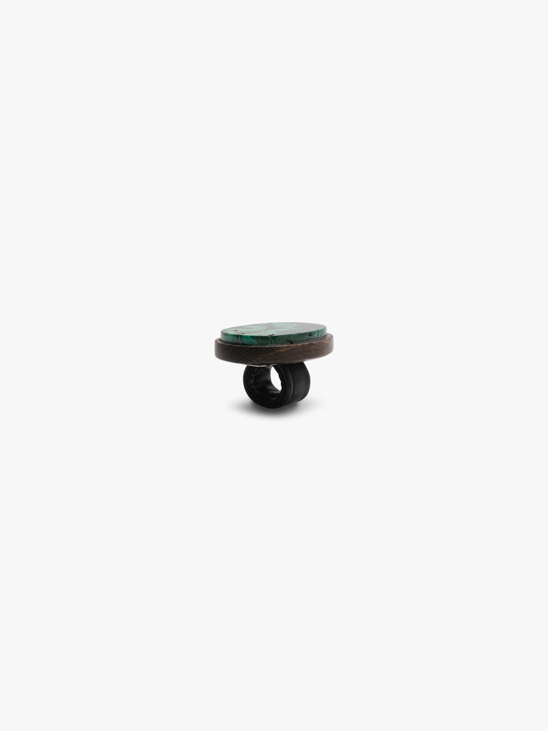 Ring: malachite, bog oak, leather
