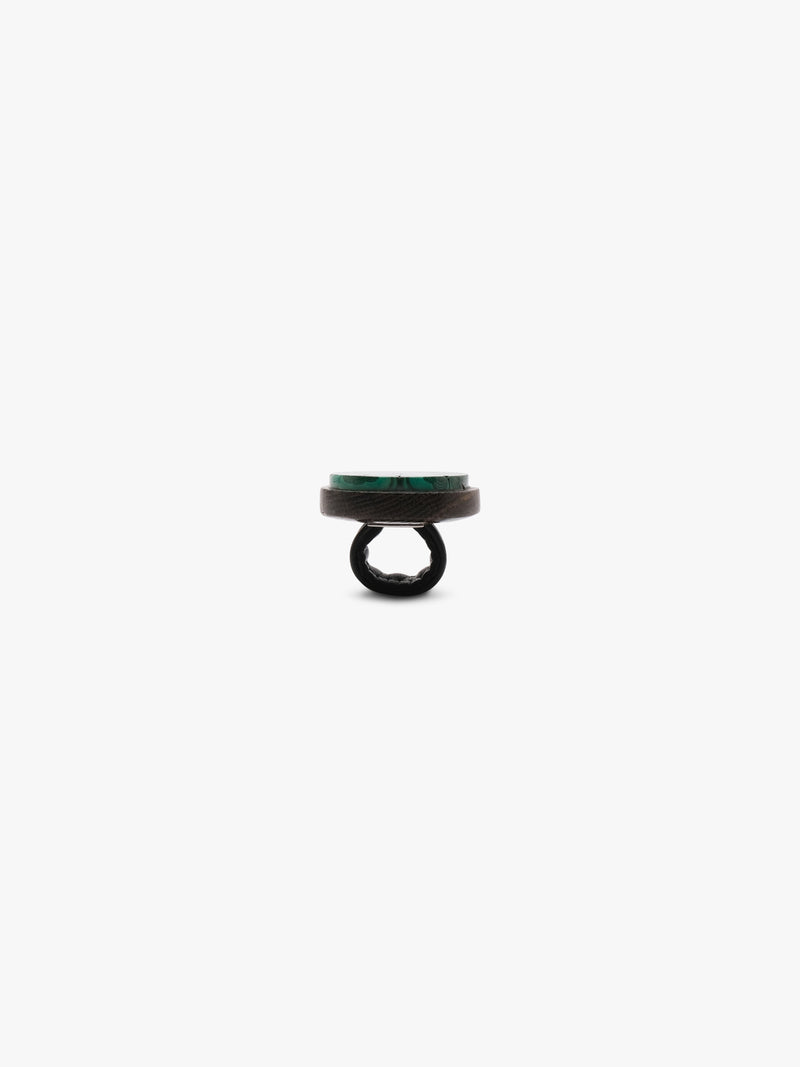 Ring: malachite, bog oak, leather