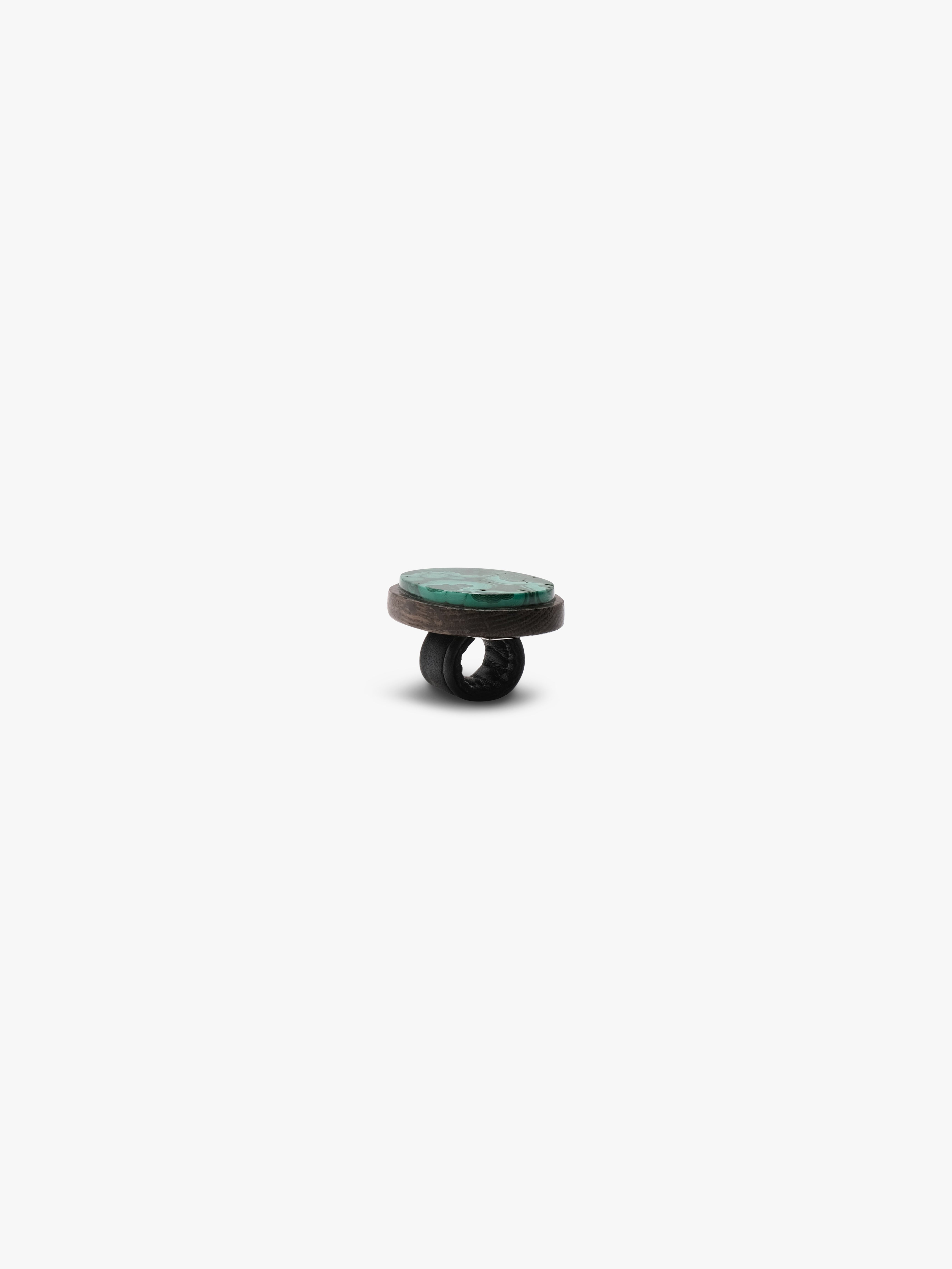Ring: malachite, bog oak, leather