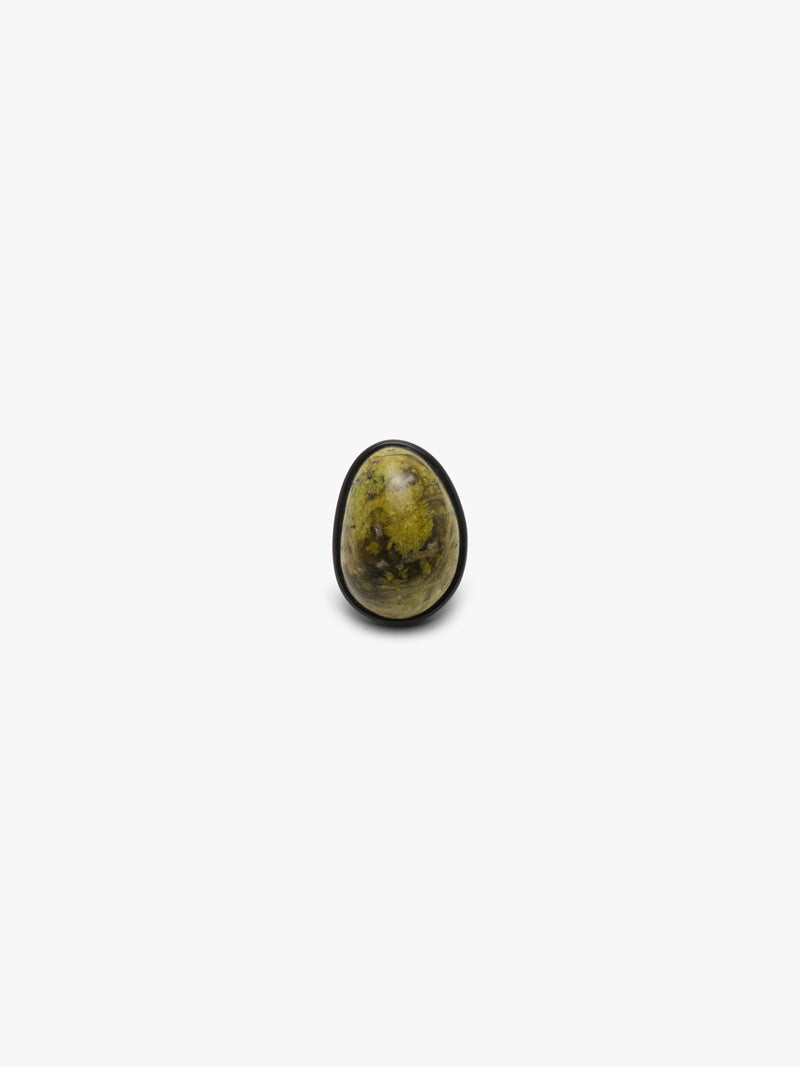 Ring: serpentine, ebony, leather