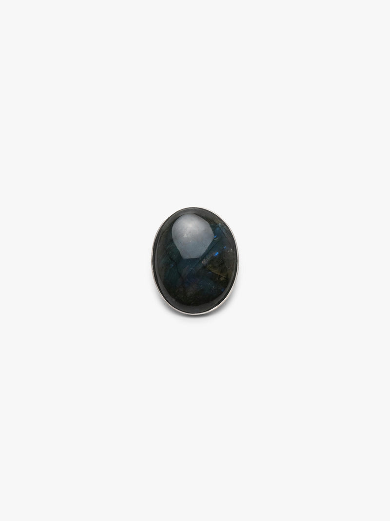 labradorite oval ring on a white background
