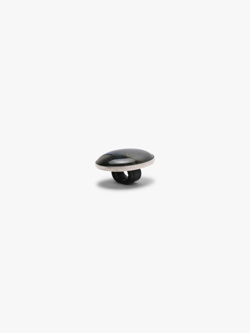 labradorite oval ring on a white background