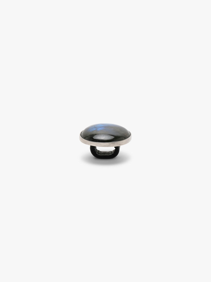 labradorite oval ring on a white background