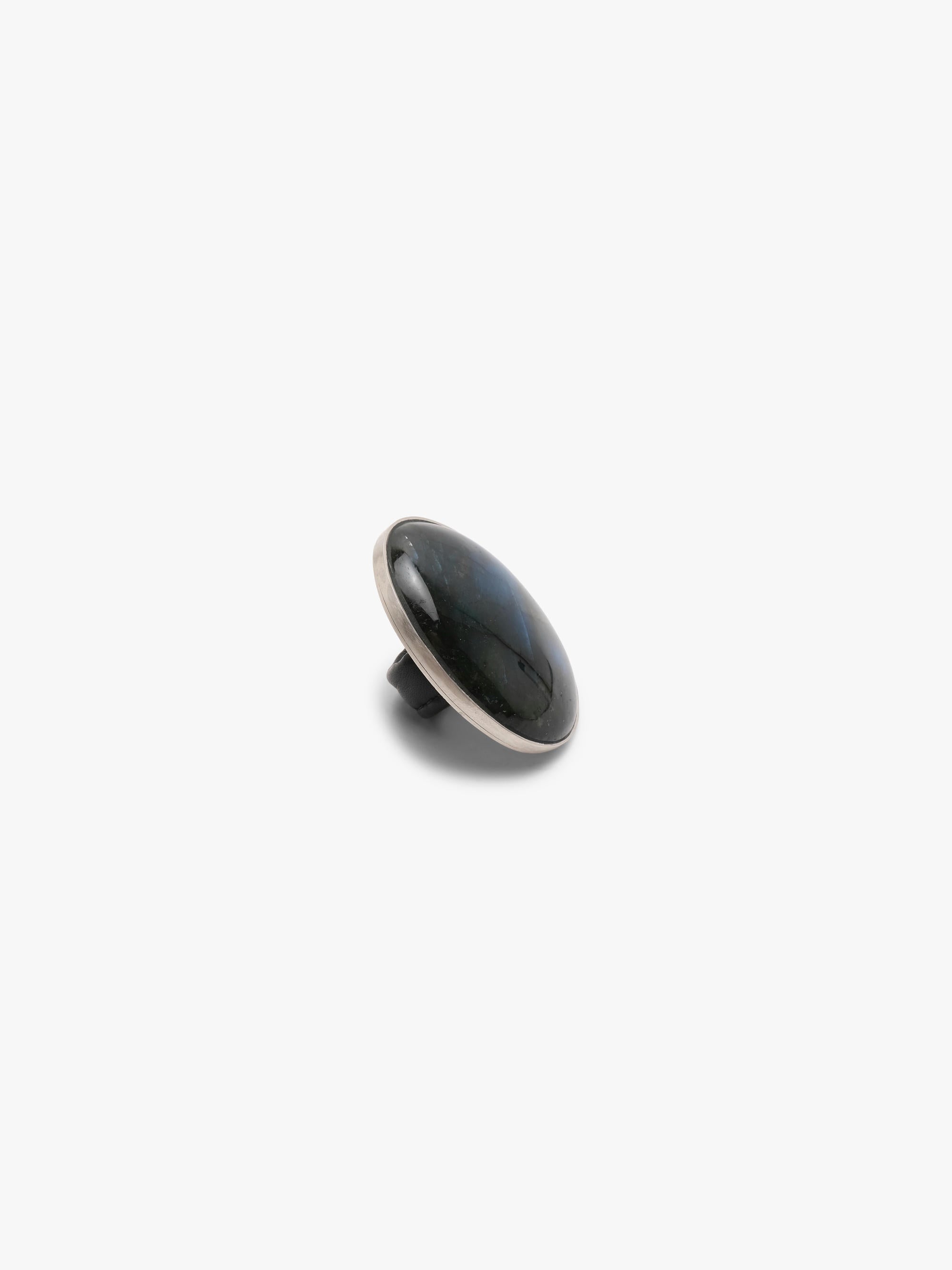 labradorite oval ring on a white background