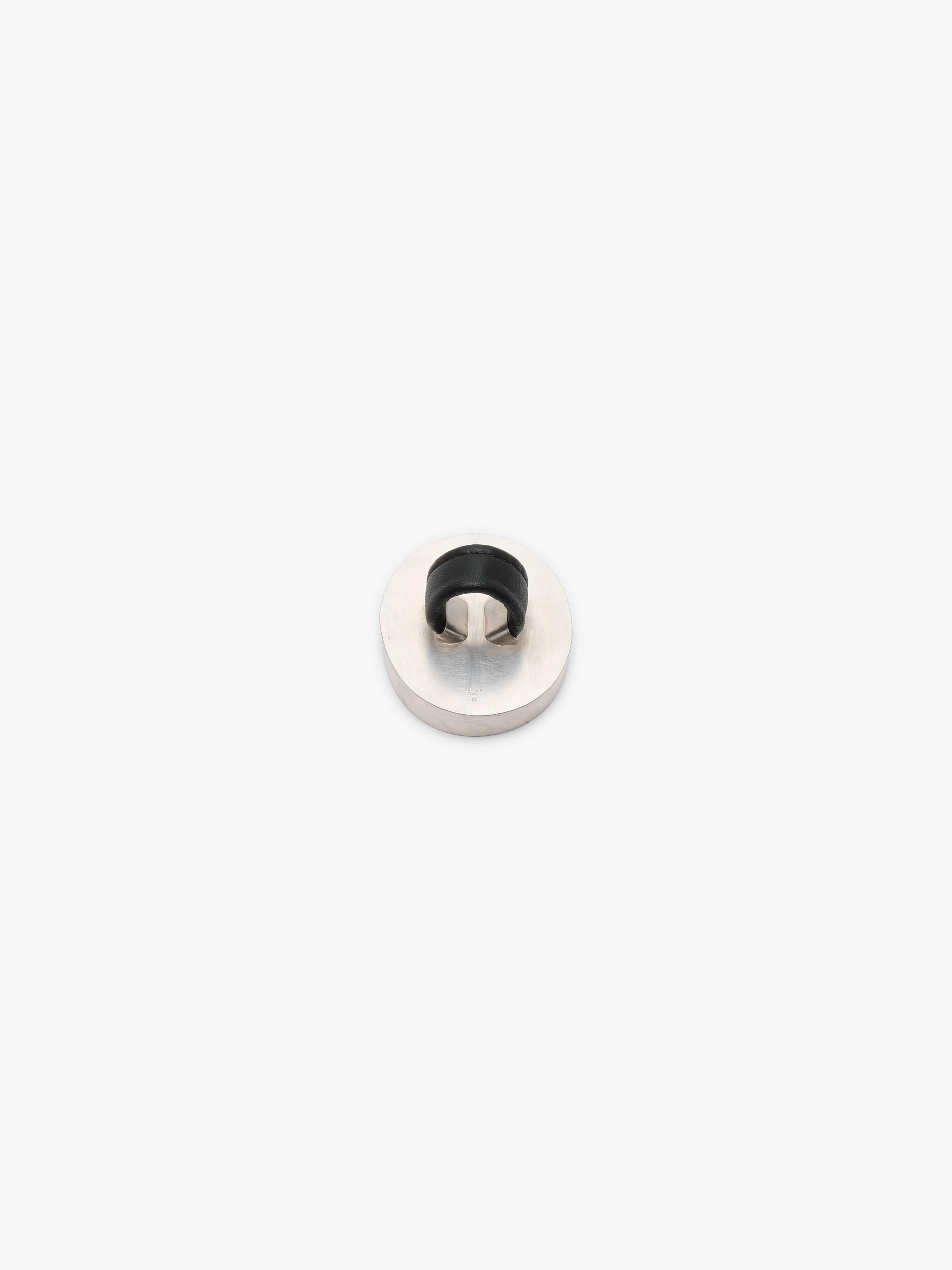 Ring: sterling silver, labradorite, leather