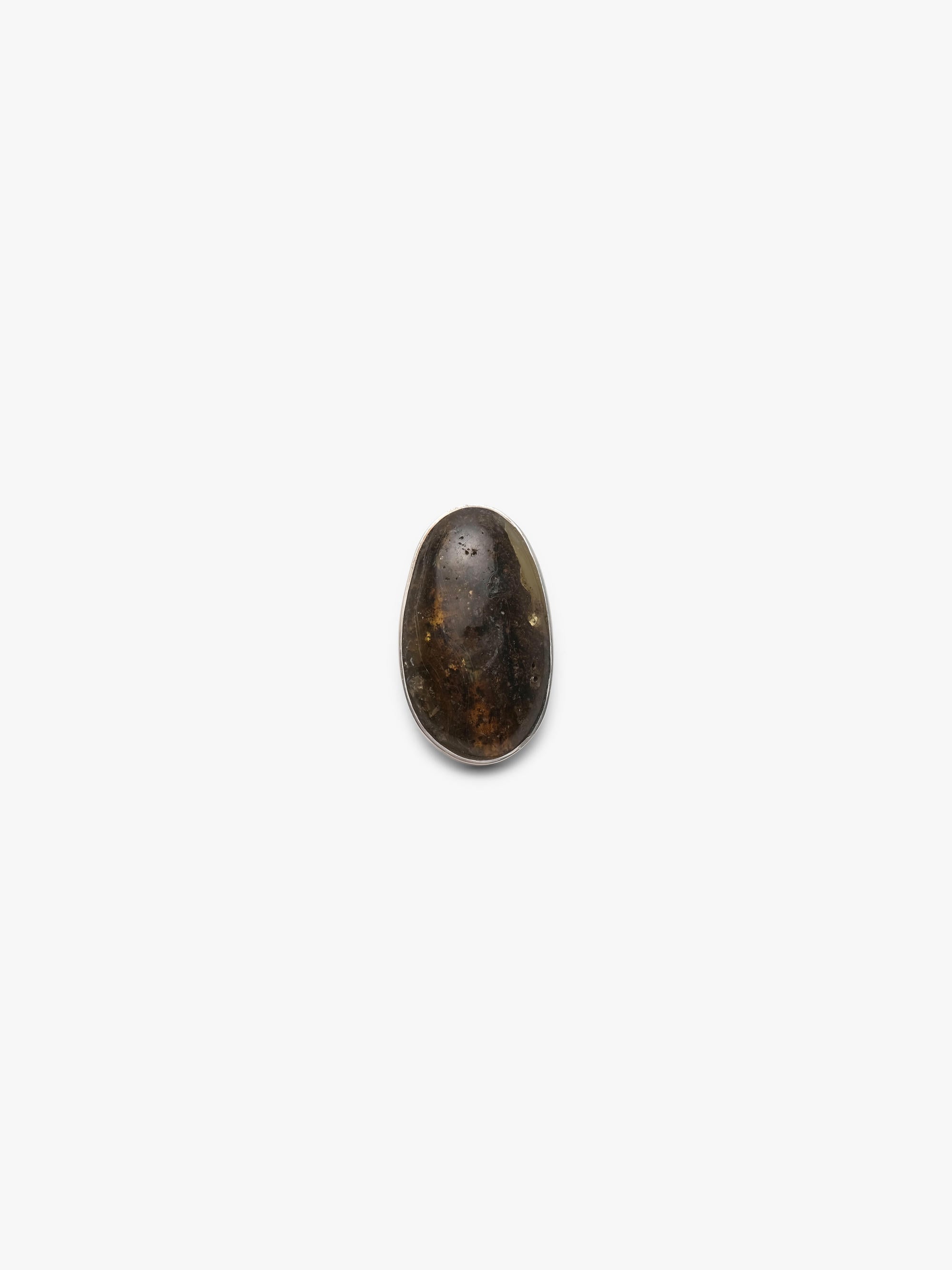 Ring: amber, sterling silver, leather